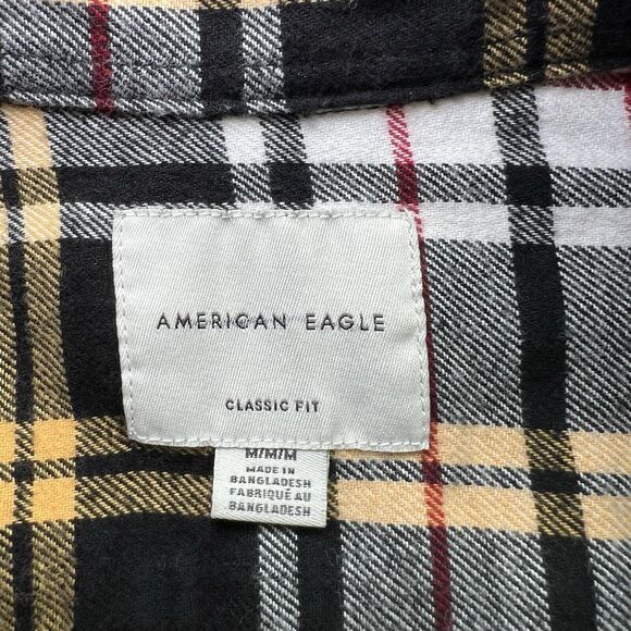 American Eagle Flannel Shirt Mens Size M Classic Fit Button Up Long Sleeve Plaid - Picture 3 of 5